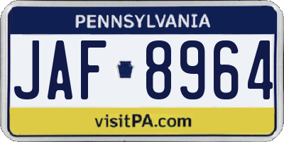 PA license plate JAF8964