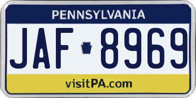 PA license plate JAF8969