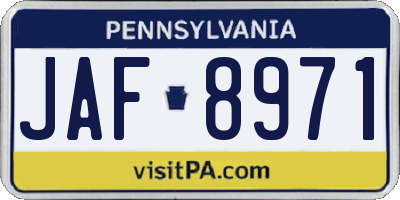 PA license plate JAF8971
