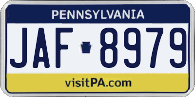PA license plate JAF8979