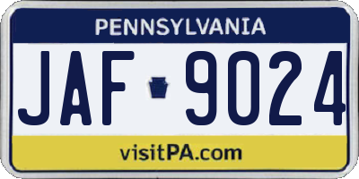 PA license plate JAF9024