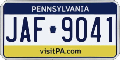 PA license plate JAF9041
