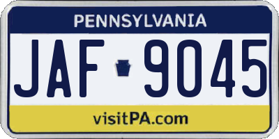 PA license plate JAF9045
