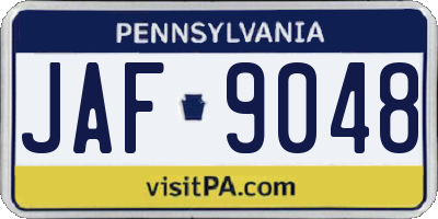 PA license plate JAF9048