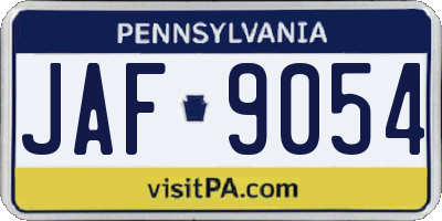 PA license plate JAF9054