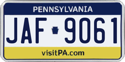 PA license plate JAF9061