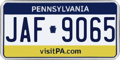 PA license plate JAF9065