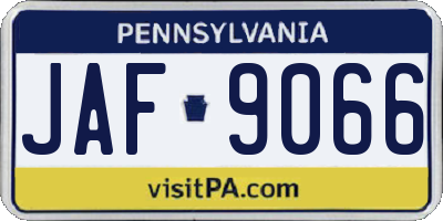 PA license plate JAF9066