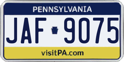 PA license plate JAF9075