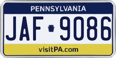 PA license plate JAF9086