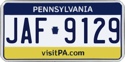 PA license plate JAF9129