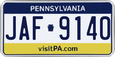 PA license plate JAF9140