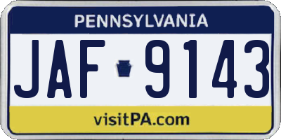 PA license plate JAF9143
