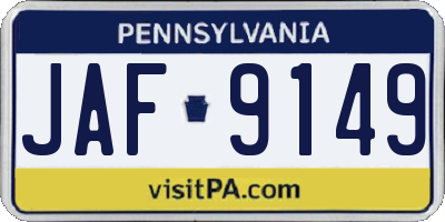 PA license plate JAF9149