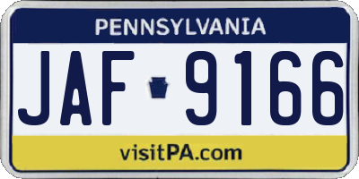 PA license plate JAF9166