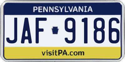 PA license plate JAF9186