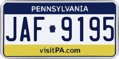 PA license plate JAF9195