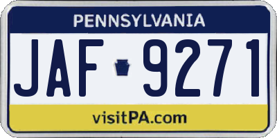 PA license plate JAF9271