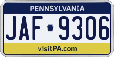 PA license plate JAF9306