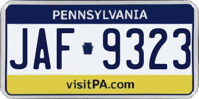 PA license plate JAF9323
