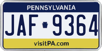 PA license plate JAF9364