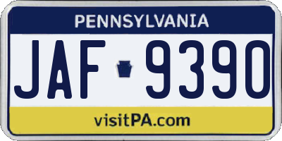PA license plate JAF9390
