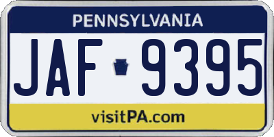 PA license plate JAF9395