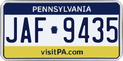 PA license plate JAF9435