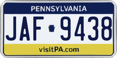 PA license plate JAF9438