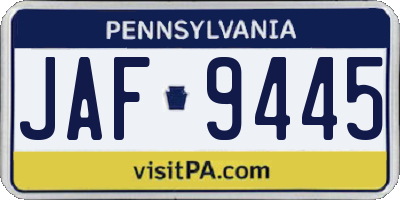 PA license plate JAF9445