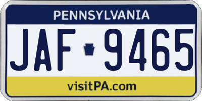 PA license plate JAF9465