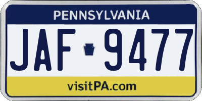 PA license plate JAF9477