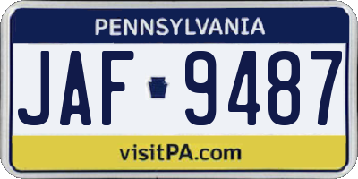PA license plate JAF9487