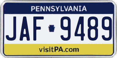 PA license plate JAF9489