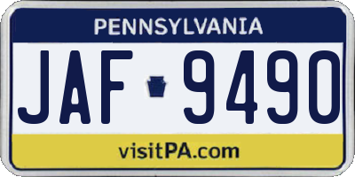 PA license plate JAF9490