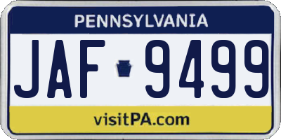 PA license plate JAF9499
