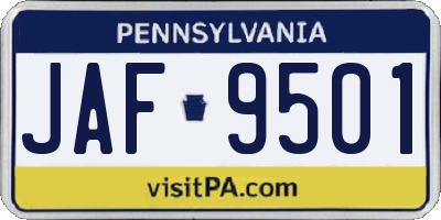 PA license plate JAF9501