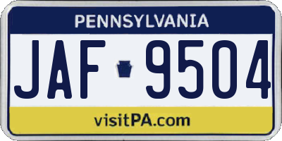 PA license plate JAF9504