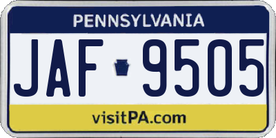PA license plate JAF9505