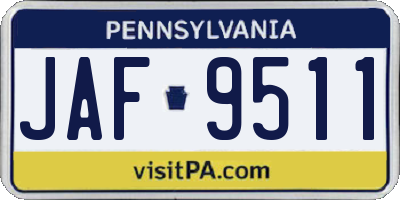 PA license plate JAF9511