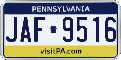 PA license plate JAF9516