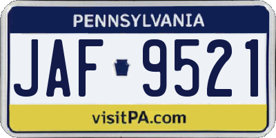 PA license plate JAF9521