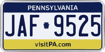 PA license plate JAF9525