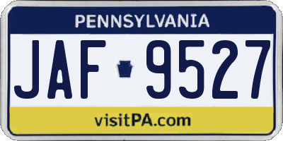 PA license plate JAF9527