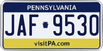 PA license plate JAF9530