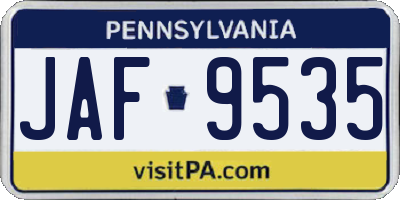 PA license plate JAF9535