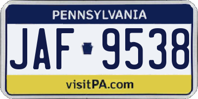 PA license plate JAF9538