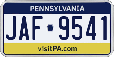 PA license plate JAF9541
