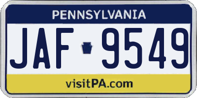 PA license plate JAF9549