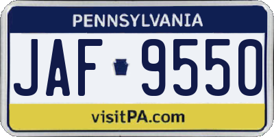 PA license plate JAF9550